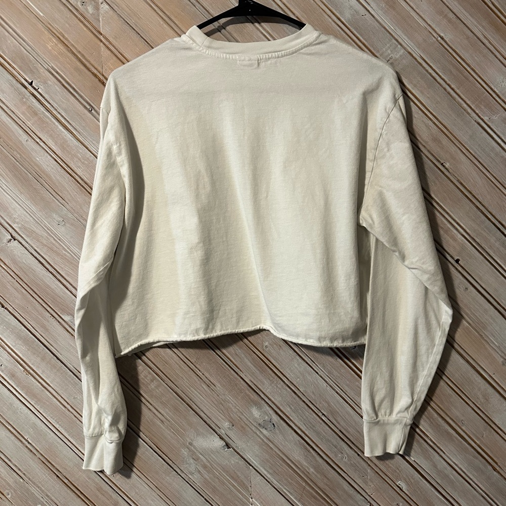 TNA Bright White Long Sleeve Cropped Shirt Embroidered Logo Basic - Picture 7 of 7